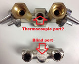 2-way Manifold Cluster: 1/2" x 3/8" x (2) Manifold, with 1/4" center thermocouple port